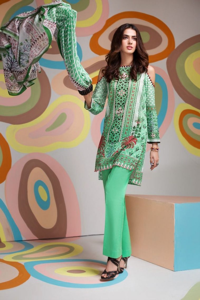 An ethnic Pakistani ensemble from Summer’18 collection by Gul Ahmed casual prets 2018