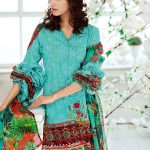 Beautiful 3 piece ferozi ready to wear embroidered dress by Gul Ahmed pret collection 2018