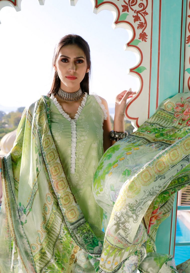 Beautiful Green embroidered unstitched Pakistani pret wear by Images spring dresses 2018