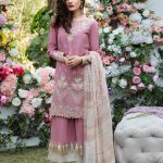 Beautiful Mauve embroidered Pakistani unstitched dress by Imrozia premium embroidered dresses 2018