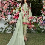 Beautiful Pista printed unstitched Pakistani pret wear by Imrozia Premium spring dresses 2018