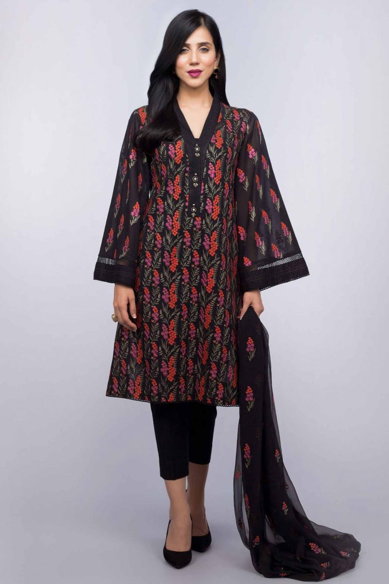 Buy Online Unstitched Black Pakistani Dress at Bareeze Sale