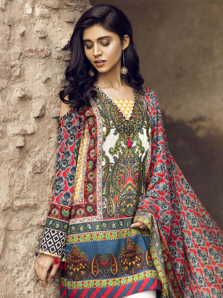 Beautiful blue Pakistani unstitched dress by Limelight printed collection vol.1