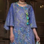 Beautiful blue embroidered unstitched Pakistani pret wear by LSM fabrics embroidered pret wear 2018
