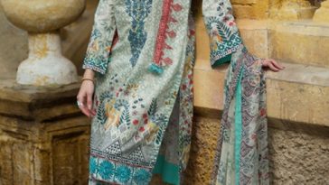 Beautiful green Pakistani unstitched dress by LSM fabrics embroidered casuals 2018