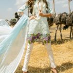 Beautiful ice blue Pakistani unstitched dress by Sana Safinaz printed Lawn 2018