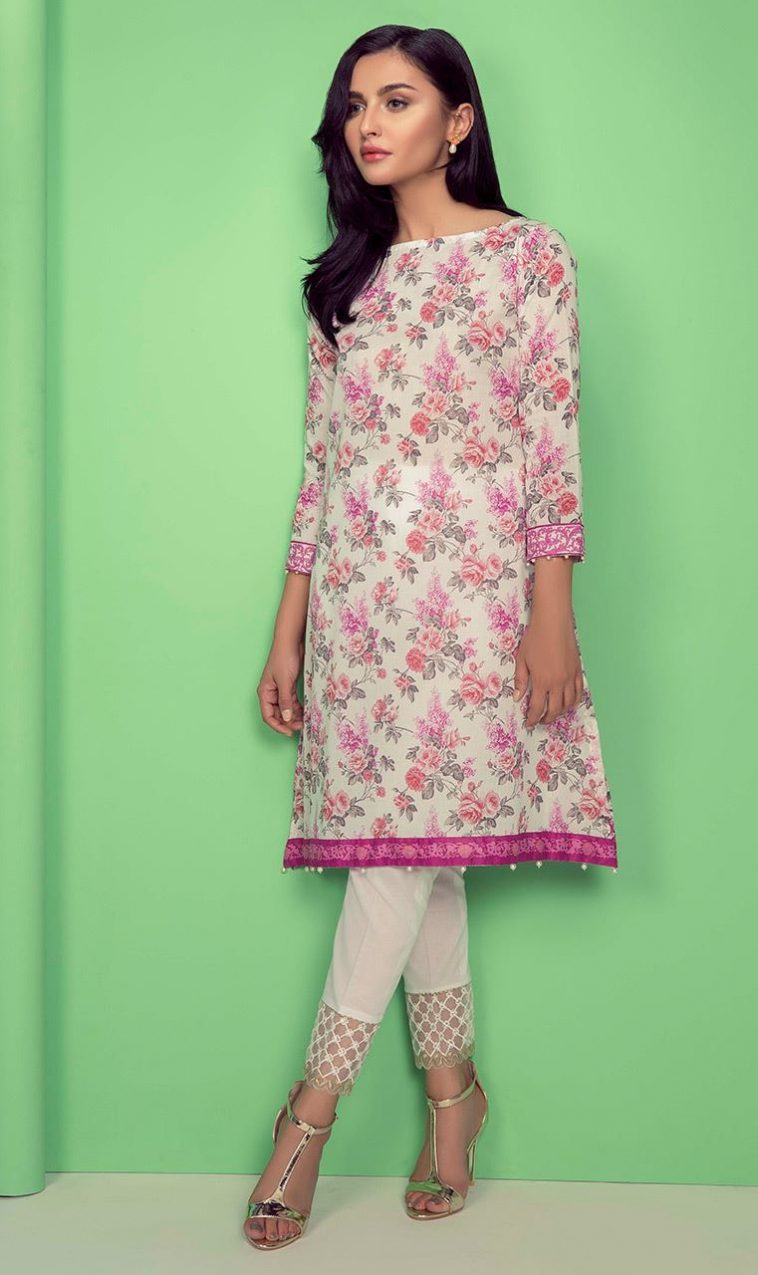 Beautiful pink lawn pret wear by Orient Textile eastern top collection 2018