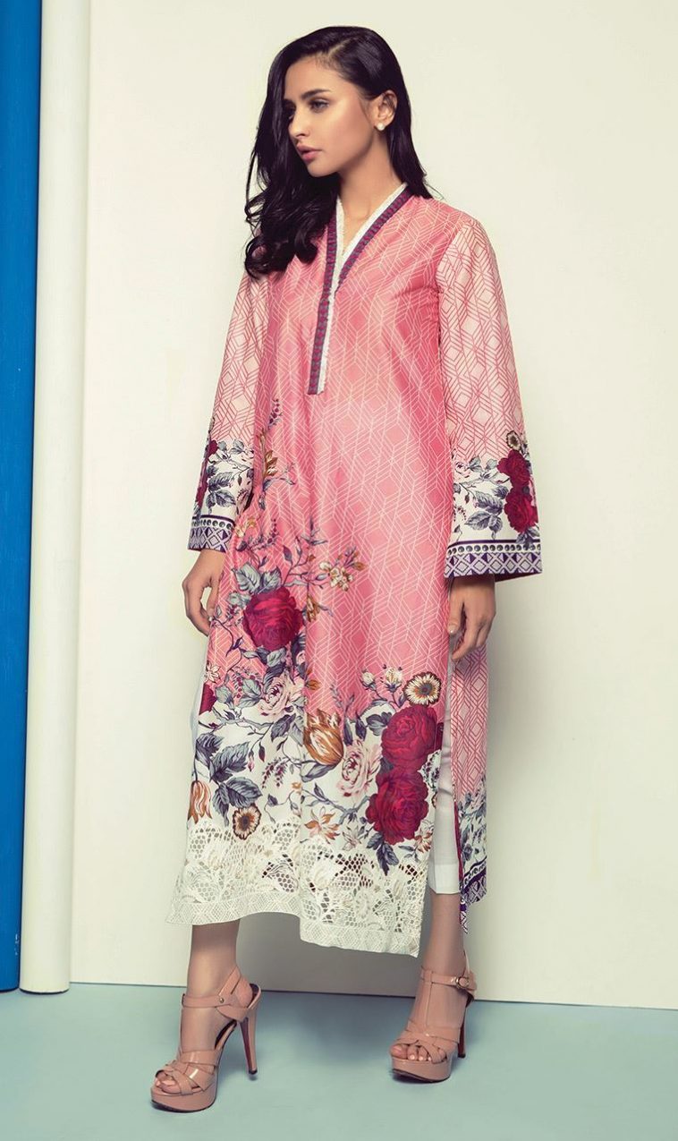 Blooming pink stitched pret wear Shirt by orient Textile embroidered collection 2018
