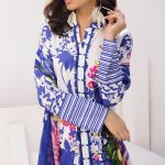 Digital printed Blue 3 piece unstitched pret dress by Orient Nuovo Collection 2018