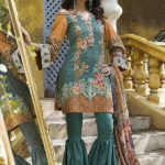 Elegant green 3 piece unstitched pret dress by LSM fabrics summer collection 2018
