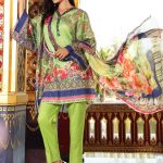 Elegant green 3 piece unstitched pret dress by So Kamal spring collection 2018