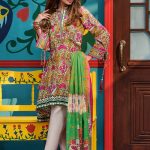 Elegant multi color color 3 piece unstitched pret dress by Gul Ahmed casual collection 2018