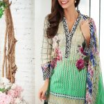 Embroidered green 3 piece ready to wear dress by So Kamal embroidered clothes collection 2018