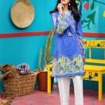 Graceful printed Blue piece unstitched pret by Gul Ahmed lawn dresses 2018