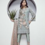Grey elegance Pakistani ready to wear dress by Baroque Chantelle Collection 2018