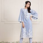 Light blue unstitched textured embroidered dress by Sapphire Textured Lawn Collection 2018