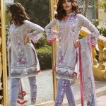 Refreshing white unstitched Pakistani pret dress by LSM fabrics printed clothes 2018