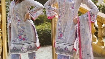 Refreshing white unstitched Pakistani pret dress by LSM fabrics printed clothes 2018