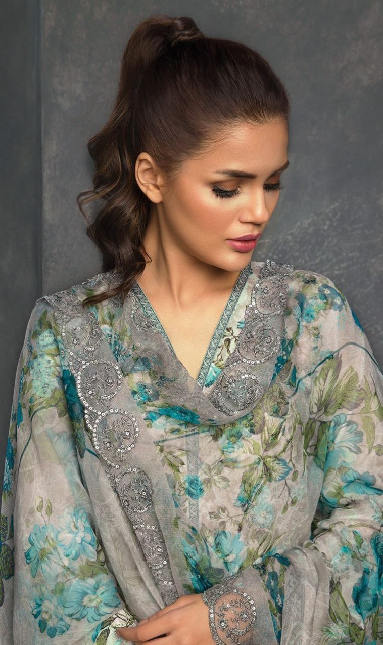 This elegant 3 piece unstitched lawn dress available at a decent price of pkr 4200 at all online and off line stores by Orient Textile Spring collection 2018