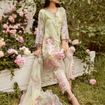 Beautiful light green printed unstitched Pakistani pret wear by Rangrasiya embroidered casuals 2018