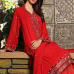 Blooming red ready to wear dress by Khas chiffon collection 2018