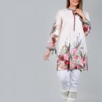 Beautiful and Ravishing One Piece Digital Printed Lawn Stitched Pret Shirt by Zellbury Spring Summer Collection 2018. Elegant white color casual shirt featuring round boat neckline and full box tie sleeves. You can pair this casual kurta with a designer trouser by Zellbury Clothing.