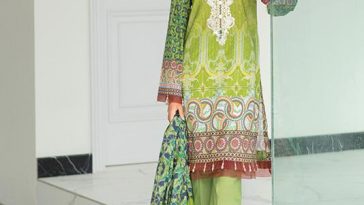 Graceful Printed green 2 piece unstitched pret by Khas lawn collection 2018