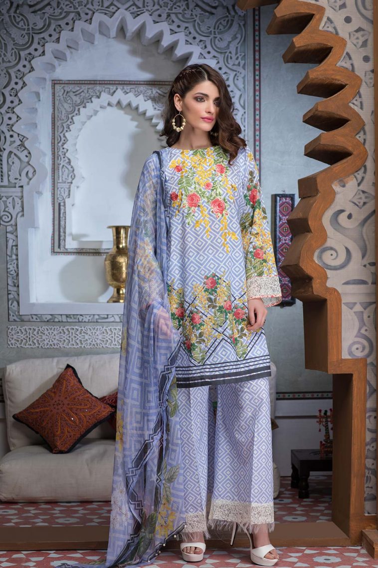 Beautiful Light blue Pakistani stitched dress by Bonanza Eid Clothes in ABU DHABI