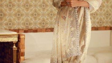 Beautiful Off white Pakistani stitched dsri by Tena Durrani Eid collection in USA