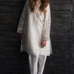 Beautiful and stylish white 2 piece Pakistani dress by Nida Azwer party wear 2018