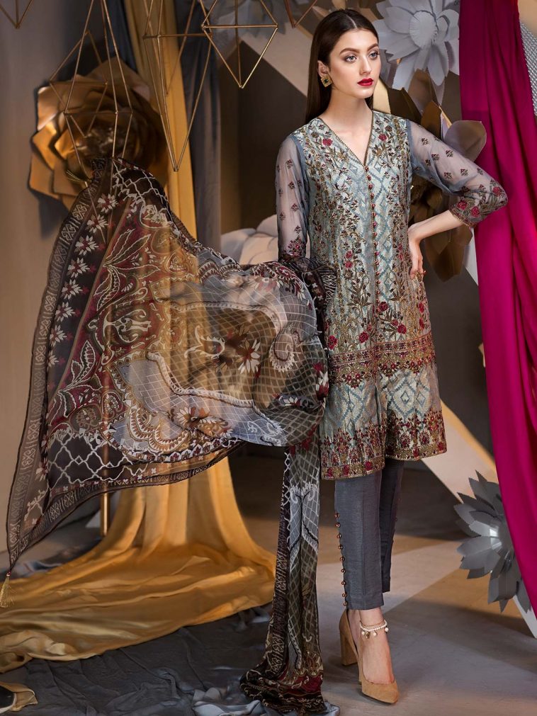 Beautifully embroidered green dress by Eden Robe eid collection