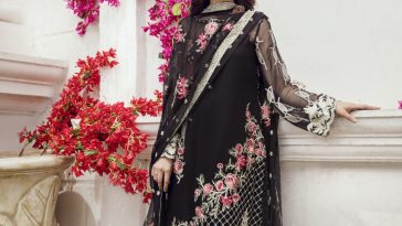 Black 3 piece unstitched pret wear by Imrozia Premium luxury eid prets 2018