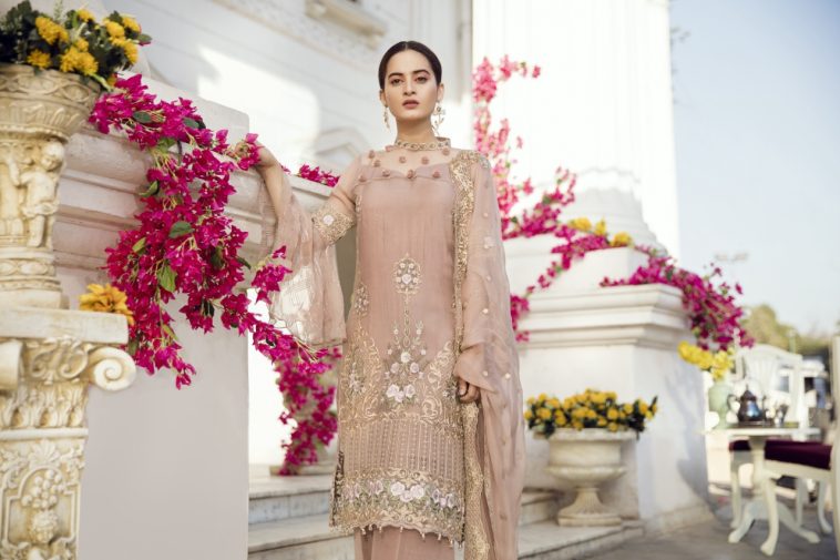 Buy this beautiful embroidered stitched chiffon dress available at a decent price