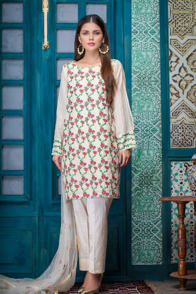 Graceful Embroidered Beige 3 piece stitched pret by Bonanza Eid collection in UK