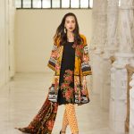 Yellow lawn 3 piece printed dress by Eden robe Eid dress in USA