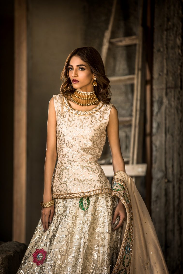 Buy this ravishing Pakistani silk lehanga dress by Sanober Azfar Bridal Collection at a reasonable price