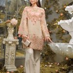 Gold weave embroidered cotton net 3 piece Pakistani dress by Gulaal pakistani party wear dresses online