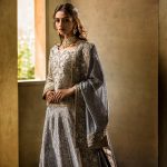 Ravishing Silver cotton silk Pakistani bridal dress by Sanober Azfar traditional bridal dresses