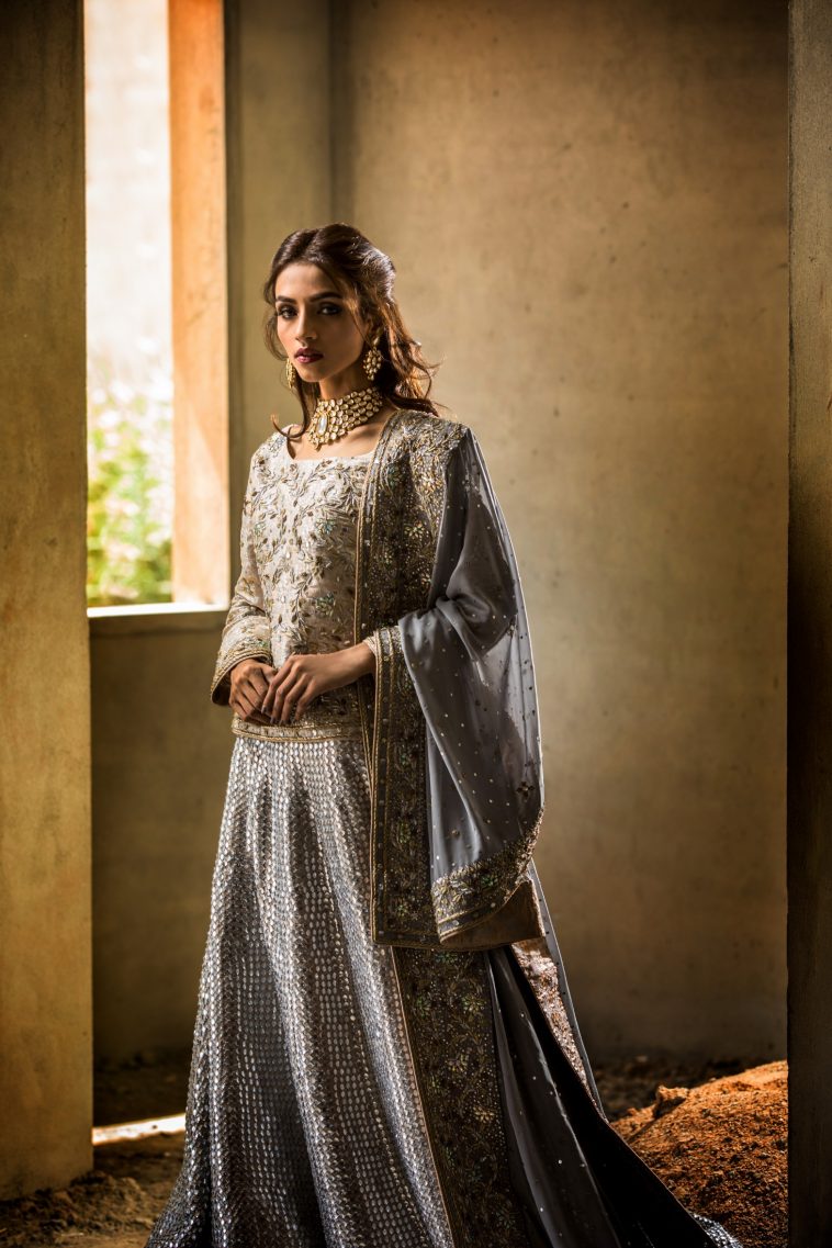 Ravishing Silver cotton silk Pakistani bridal dress by Sanober Azfar traditional bridal dresses