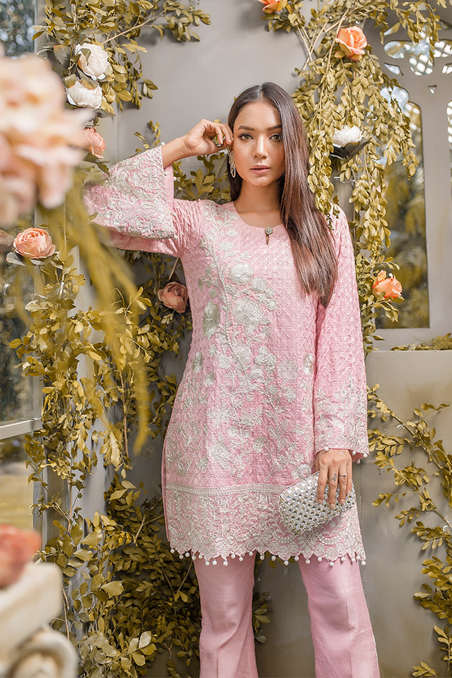 Ravishing pink Khadi net 2 piece Pakistani dress by Gulaal Pakistani party wear dresses 2018