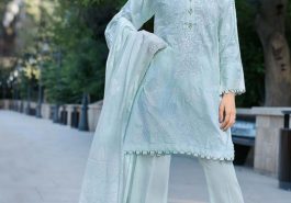 Buy this ravishing and stylish three piece Pakistani cotton suit by Gul Ahmed in ferozi color.