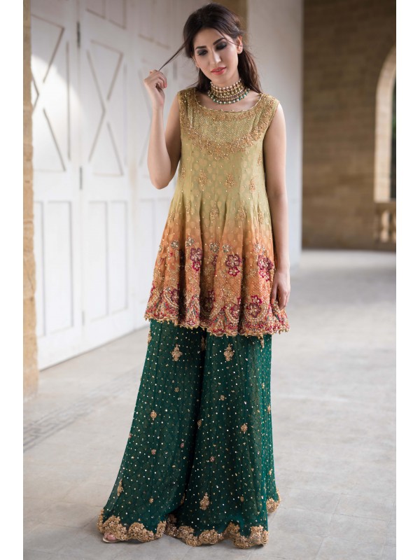 A beautiful dual color Pakistani engagement dress by Umsha official
