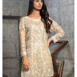 Beautiful embellished cream Pakistani semi formal dress by Cartes by Pasho