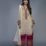 Beautiful organza off white Pakistani wedding dress by Mina Hasan