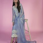 Ice blue chiffon embroidered Pakistani eid dress by Mina Hasan