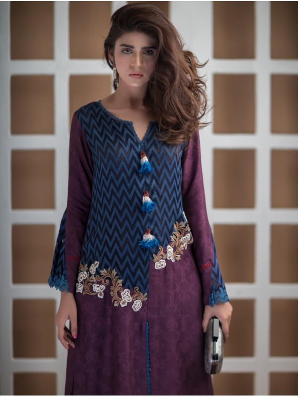 Maroon cotton two piece Pakistani eid dress by Umsha officals