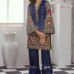 Ravishing blue chiffon Pakistani semi formal dress by Annus Abrar