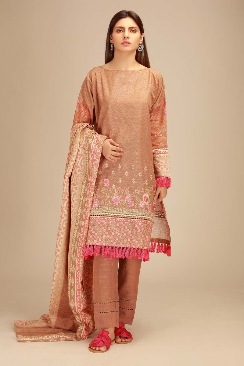 Embroidered Khaddar Suit with Kameez, Shalwar and Dupatta