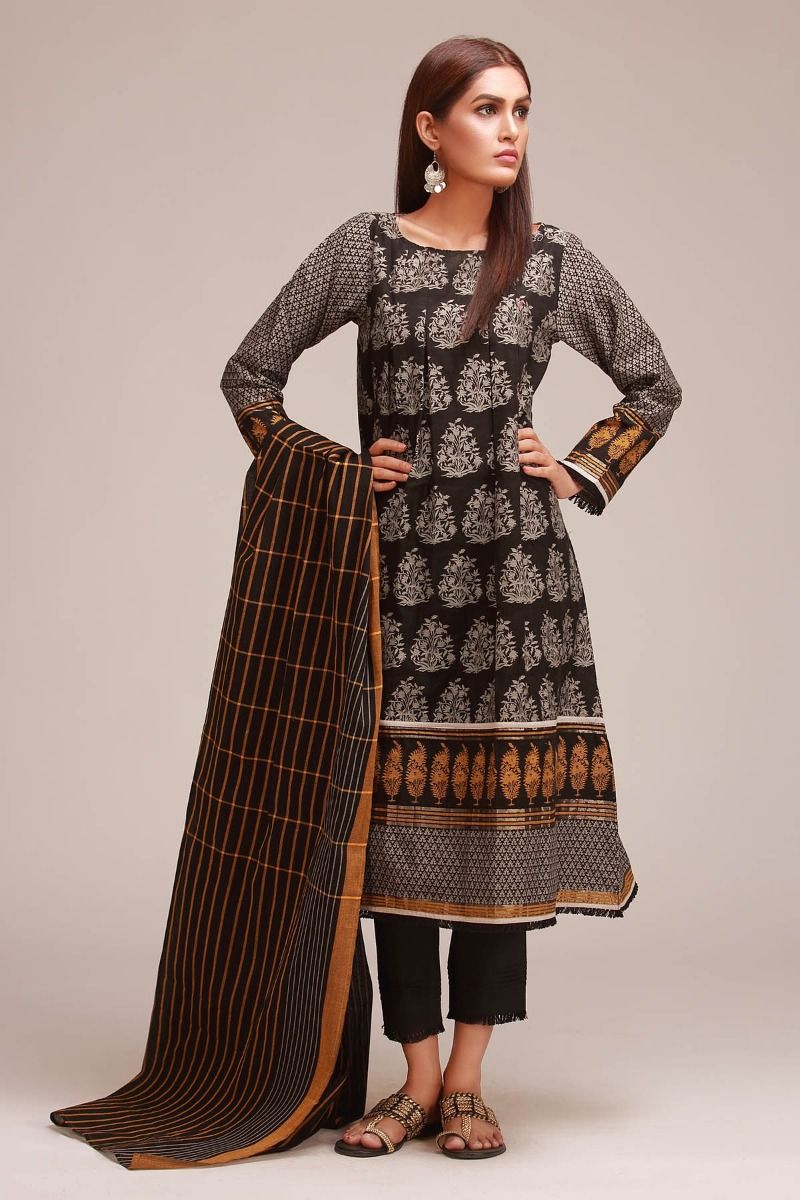 Black Unstitched Suit by Khaadi Winter Collection