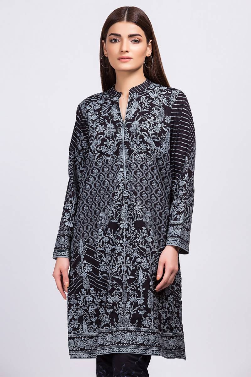 Black Cambric Dress Alkaram Winter Collection 2019